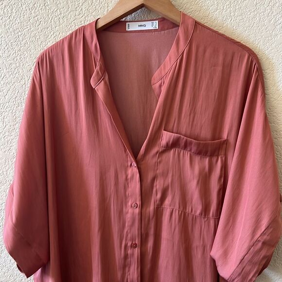 Mango Terracotta Relaxed Blouse Size 10 - Picture 8 of 16
